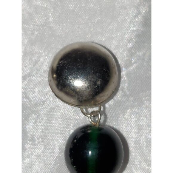 A Pair of Vintage Cobalt Blue Glass Dangle Drop Clip On Earrings Boho - Picture 5 of 12